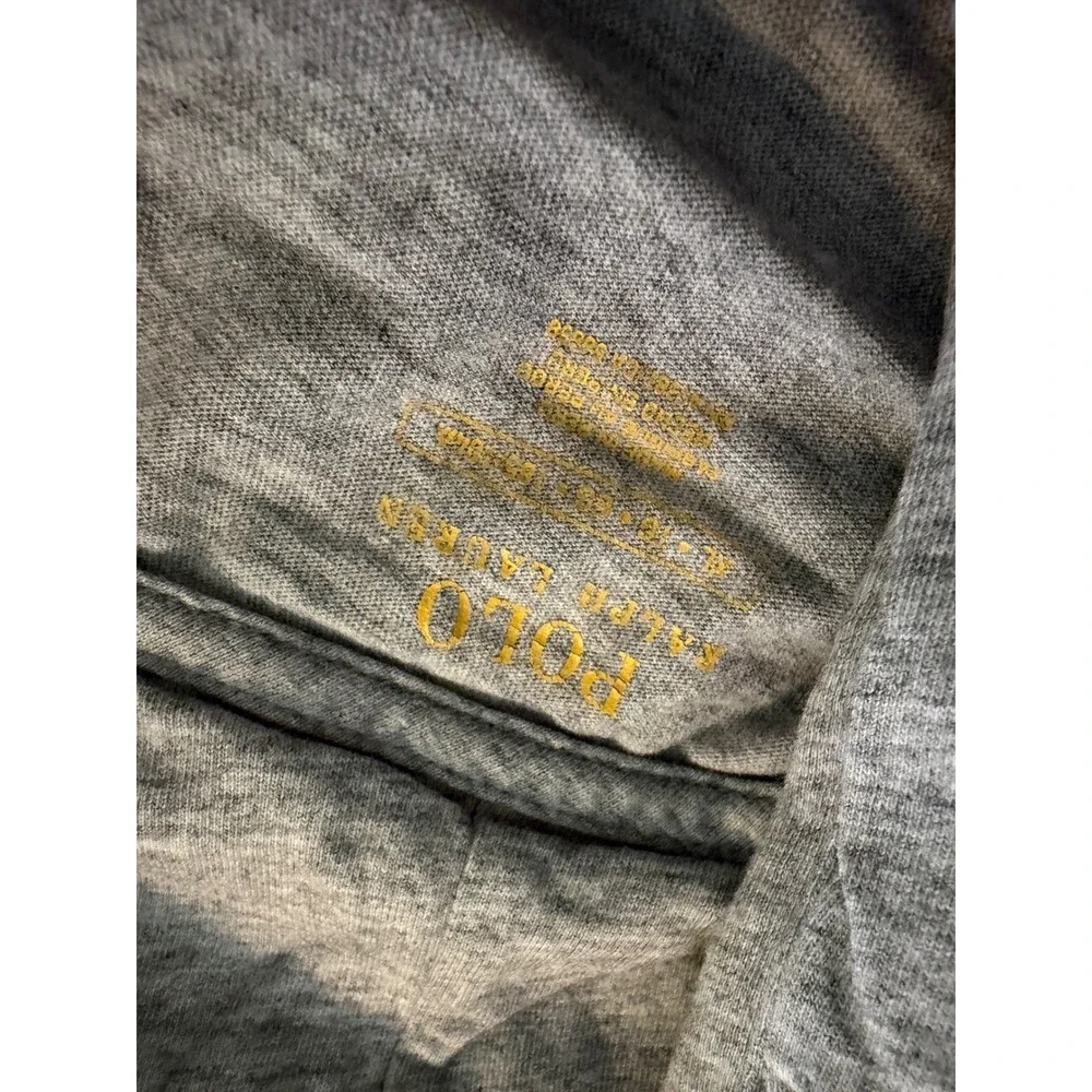 Polo Ralph Lauren Men's XL Gray Big Pony Hooded Long Sleeve T-Shirt Logo Sleeve